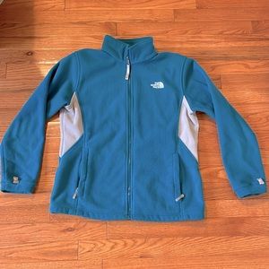 Teal and Gray North Face zip jacket Youth XL (Women Med)